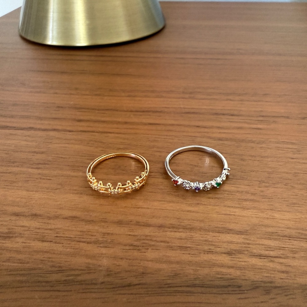 White and Rose Gold Plated Ring Bundle